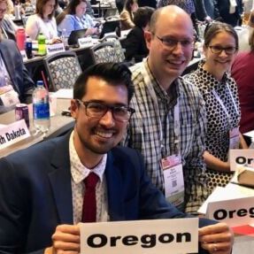 Oregon ASHP 2022 Delegates
(from left to right) Edward Saito, Ryan Gibbard, and Vicki Wallace. 